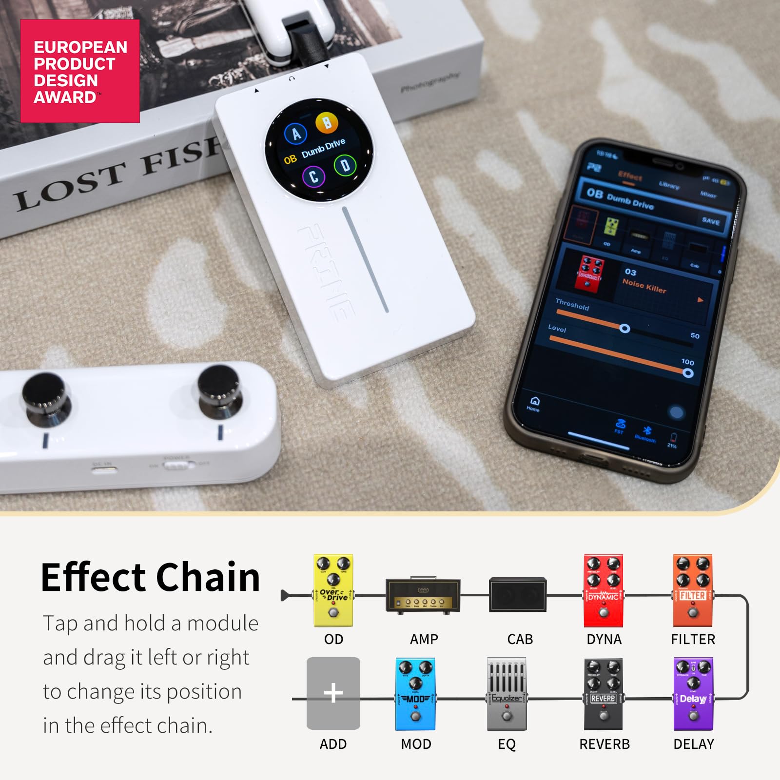 MOOER P2 Multi-Effects Pedal Processor, Stereo Electric Guitar Pedals with Amp MIDI Looper Drum Machine OTG Touch Screen for Per